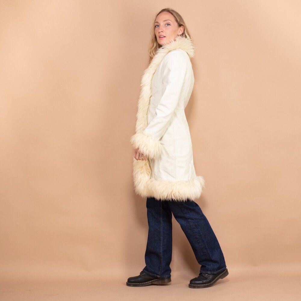 White Penny Lane Vintage Leather and Fur Coat